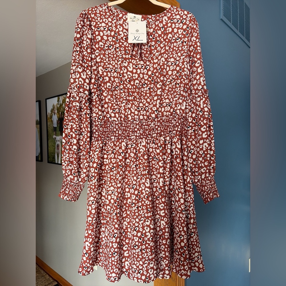 Stylish Burnt Orange Leopard Print Dress